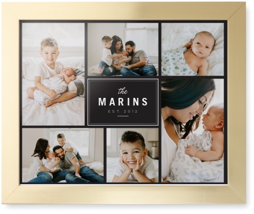 Contemporary Family Collage Framed Print, Matte Gold, Contemporary, None, None, Single piece, 16x20, Blue, cedar