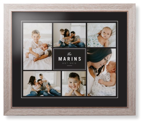 Contemporary Family Collage Framed Print, Rustic, Modern, White, Black, Single piece, 16x20, Blue