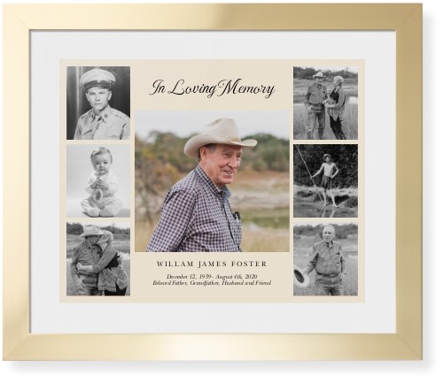 Gallery of Seven Memorial Framed Print, Matte Gold, Contemporary, White, White, Single piece, 16x20, Multicolor, multi