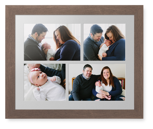 Mixed Four Up Landscape Deluxe Mat Framed Print, Walnut, Contemporary, White, Single piece, 16x20, White, white