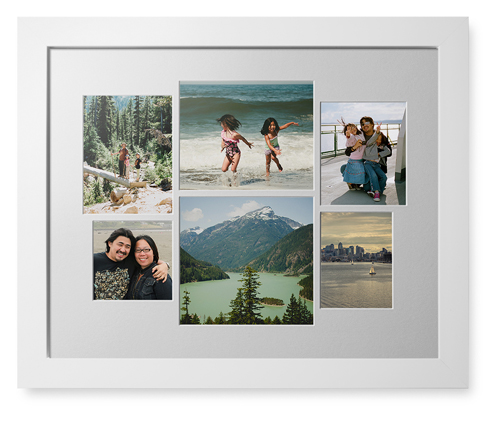 Mixed Six Up Landscape Collage Deluxe Mat Framed Print, White, Contemporary, White, Single piece, 16x20, White