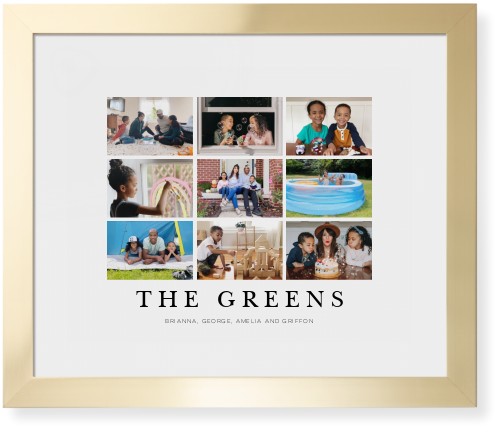 Modern Grid Gallery of Nine Framed Print, Matte Gold, Contemporary, White, White, Single piece, 16x20, Multicolor
