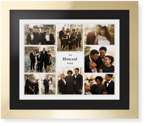 Modern Family Collage Framed Print, Matte Gold, Contemporary, Black, Black, Single piece, 16x20, White, white