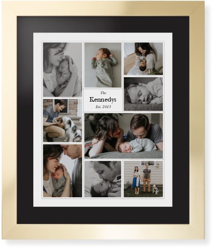 Modern Family Collage Portrait Framed Print, Matte Gold, Contemporary, None, Black, Single piece, 16x20, White
