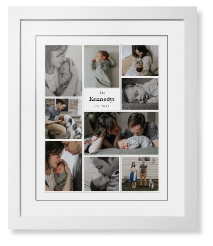 Modern Family Collage Portrait Framed Print, White, Contemporary, Black, White, Single piece, 16x20, White, white