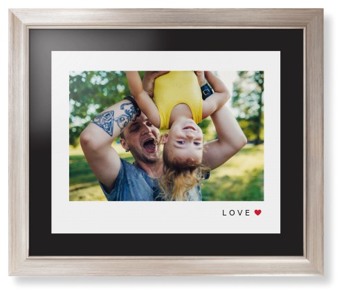 Modern Love Heart Framed Print, Metallic, Modern, Black, Black, Single piece, 16x20, White, white