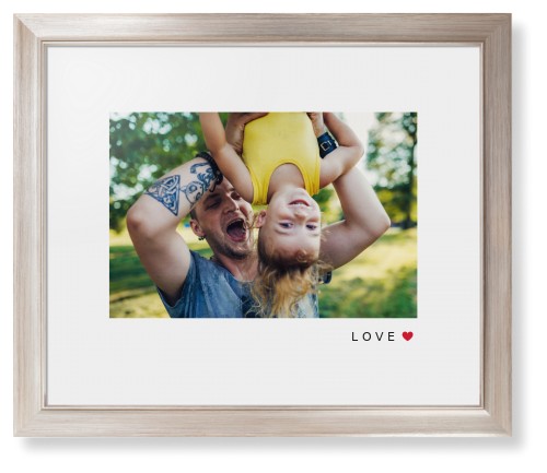 Modern Love Heart Framed Print, Metallic, Modern, White, White, Single piece, 16x20, White, white