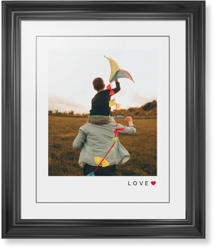 Modern Love Heart Portrait Framed Print, Black, Classic, Black, White, Single piece, 16x20, White, white
