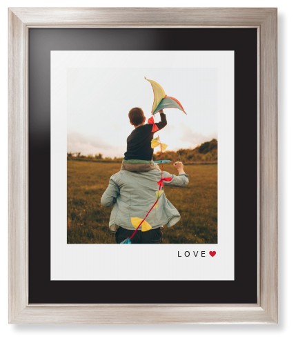 Modern Love Heart Portrait Framed Print, Metallic, Modern, None, Black, Single piece, 16x20, White