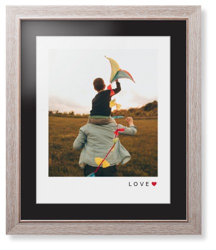 Modern Love Heart Portrait Framed Print, Rustic, Modern, White, Black, Single piece, 16x20, White