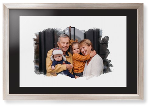 Brushed Moments Landscape Framed Print, Metallic, Modern, Black, Black, Single piece, 20x30, White, white