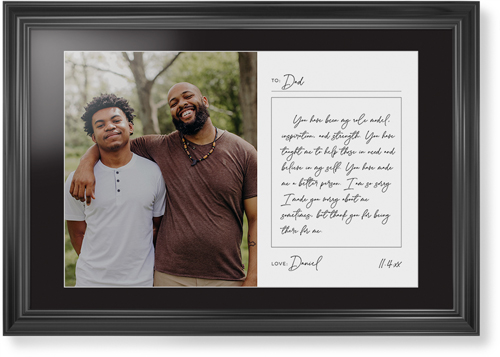 Handwritten Letter Framed Print, Black, Classic, White, Black, Single piece, 20x30, White