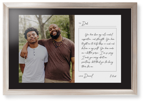 Handwritten Letter Framed Print, Metallic, Modern, None, Black, Single piece, 20x30, White, white