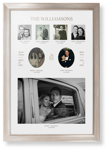 Marriage Family Tree Framed Print, Metallic, Modern, None, None, Single piece, 20x30, White, white