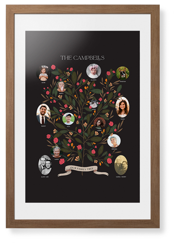 Blooming Family Tree Framed Print, Natural, Contemporary, None, White, Single piece, 20x30, Black