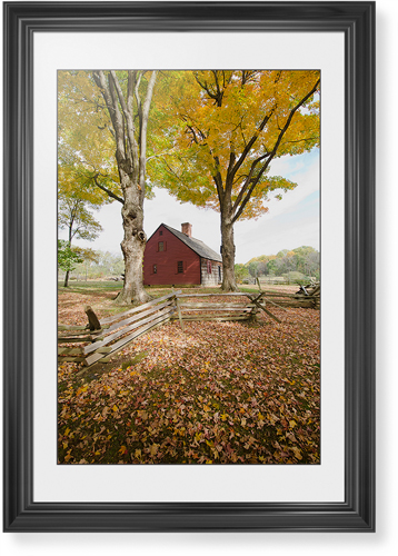 Barn in Autumn Framed Print, Black, Classic, Black, White, Single piece, 20x30, Multicolor