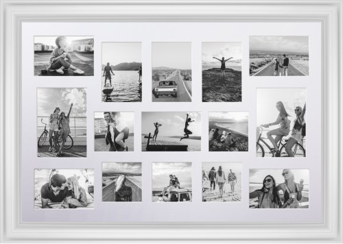 Mixed Photo Montage Deluxe Mat Framed Print, White, Classic, White, Single piece, 20x30, Multicolor