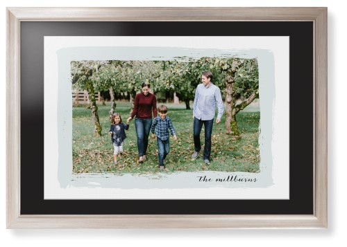 Brush Stroke Border Framed Print, Metallic, Modern, White, Black, Single piece, 20x30, Gray, air