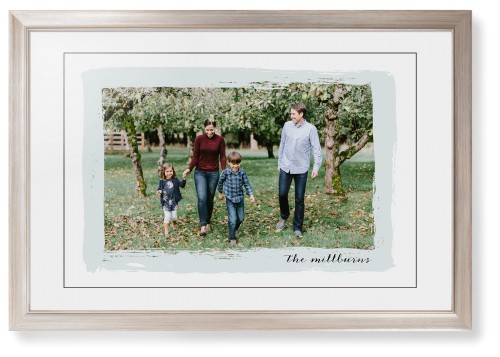 Brush Stroke Border Framed Print, Metallic, Modern, Black, White, Single piece, 20x30, Gray
