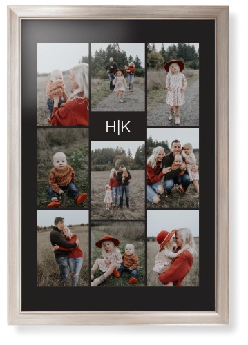 Modern Gallery Monogram of Nine Framed Print, Metallic, Modern, Black, Black, Single piece, 20x30, Multicolor, multi