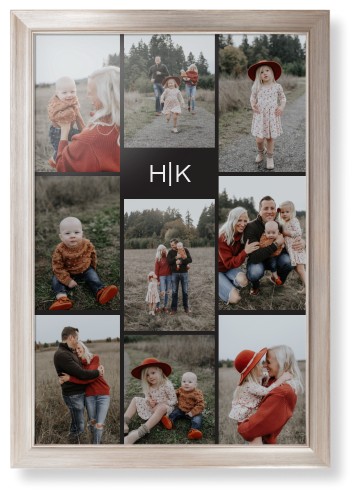 Modern Gallery Monogram of Nine Framed Print, Metallic, Modern, None, None, Single piece, 20x30, Multicolor, multi