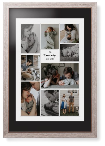 Modern Family Collage Portrait Framed Print, Rustic, Modern, Black, Black, Single piece, 20x30, White, white