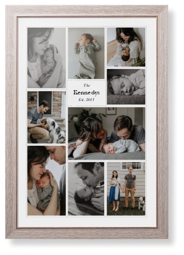 Modern Family Collage Portrait Framed Print, Rustic, Modern, None, None, Single piece, 20x30, White