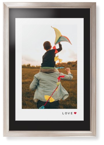 Modern Love Heart Portrait Framed Print, Metallic, Modern, White, Black, Single piece, 20x30, White, white