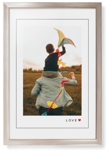 Modern Love Heart Portrait Framed Print, Metallic, Modern, Black, White, Single piece, 20x30, White