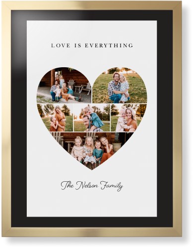 Filled Heart Framed Print, Matte Gold, Contemporary, Black, Black, Single piece, 24x36, White