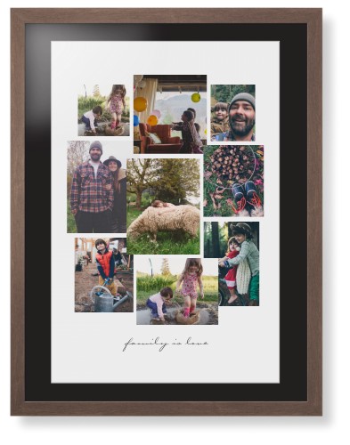 Gallery Collage of Nine Framed Print, Walnut, Contemporary, White, Black, Single piece, 24x36, White