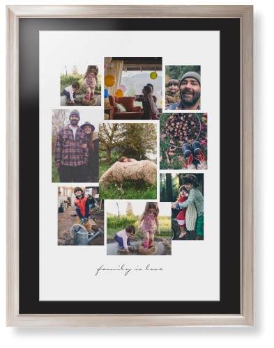 Gallery Collage of Nine Framed Print, Metallic, Modern, White, Black, Single piece, 24x36, White, white