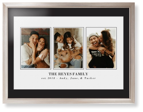 Classic Trio Framed Print, Metallic, Modern, White, Black, Single piece, 24x36, White