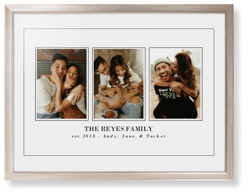 Classic Trio Framed Print, Metallic, Modern, Black, White, Single piece, 24x36, White