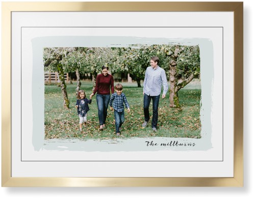 Brush Stroke Border Framed Print, Matte Gold, Contemporary, Black, White, Single piece, 24x36, Gray