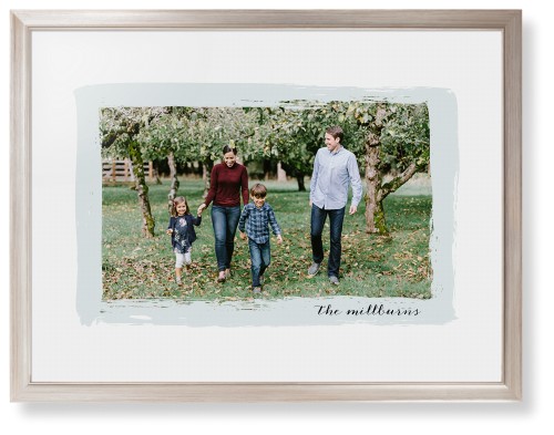 Brush Stroke Border Framed Print, Metallic, Modern, None, White, Single piece, 24x36, Gray, air