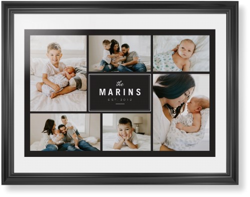 Contemporary Family Collage Framed Print, Black, Classic, White, White, Single piece, 24x36, Blue
