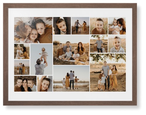 Gallery of Fifteen Framed Print, Walnut, Contemporary, None, White, Single piece, 24x36, Multicolor
