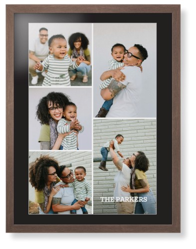 Gallery of Five Portrait Framed Print, Walnut, Contemporary, White, Black, Single piece, 24x36, Multicolor