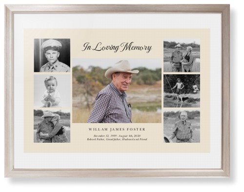 Gallery of Seven Memorial Framed Print, Metallic, Modern, None, White, Single piece, 24x36, Multicolor, multi