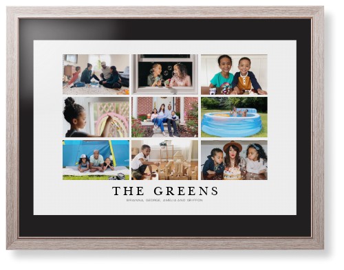 Modern Grid Gallery of Nine Framed Print, Rustic, Modern, Black, Black, Single piece, 24x36, Multicolor