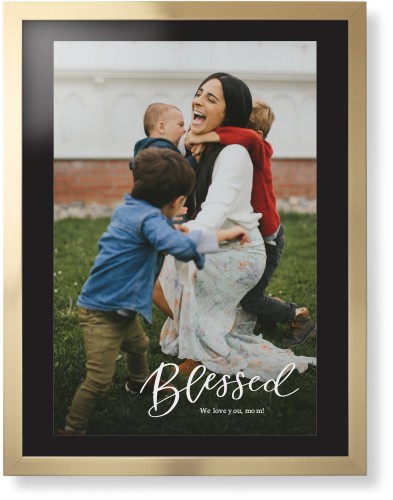 Contemporary Blessed Letters Portrait Framed Print, Matte Gold, Contemporary, None, Black, Single piece, 24x36, White