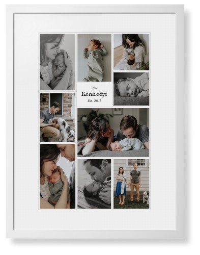 Modern Family Collage Portrait Framed Print, White, Contemporary, White, White, Single piece, 24x36, White