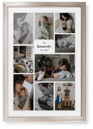 Modern Family Collage Portrait Framed Print, Metallic, Modern, None, None, Single piece, 24x36, White, white