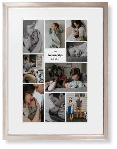 Modern Family Collage Portrait Framed Print, Metallic, Modern, White, White, Single piece, 24x36, White