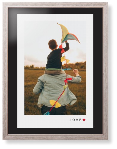 Modern Love Heart Portrait Framed Print, Rustic, Modern, Black, Black, Single piece, 24x36, White, white