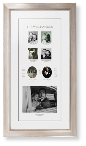 Marriage Family Tree Framed Print, Metallic, Modern, Black, White, Single piece, 10x24, White