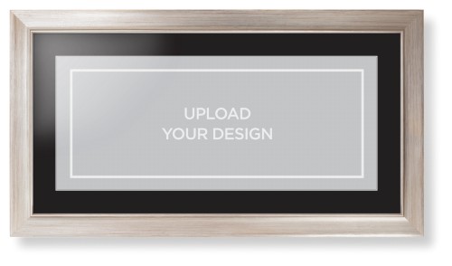 Upload Your Own Design Framed Print, Metallic, Modern, White, Black, Single piece, 10x24, Multicolor