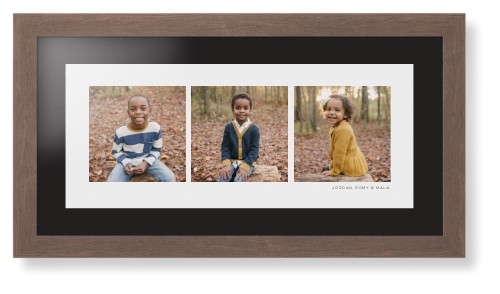Panoramic Gallery of Three Framed Print, Walnut, Contemporary, Black, Black, Single piece, 10x24, Multicolor