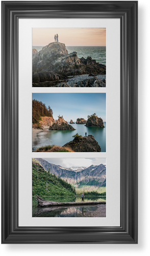 Triple Landscape Deluxe Mat Framed Print, Black, Classic, White, Single piece, 14x28, Multicolor